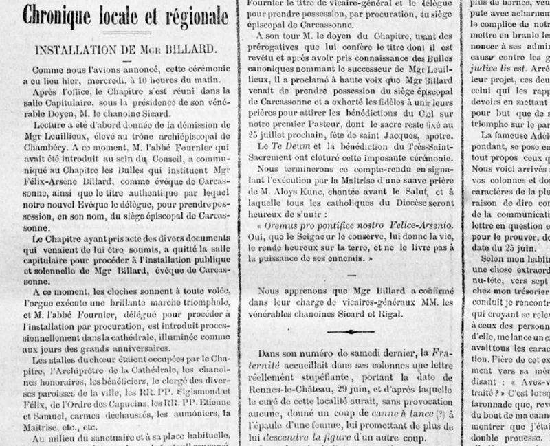 Journal de l'Aude 8 juillet 1881