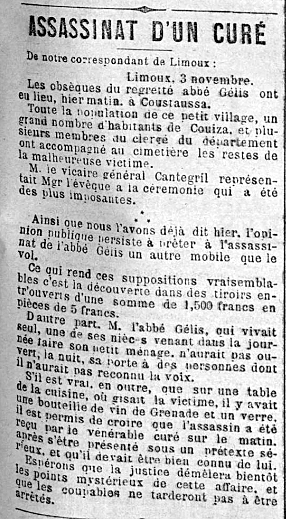 Article Expresse du Midi du 4/11/1897
